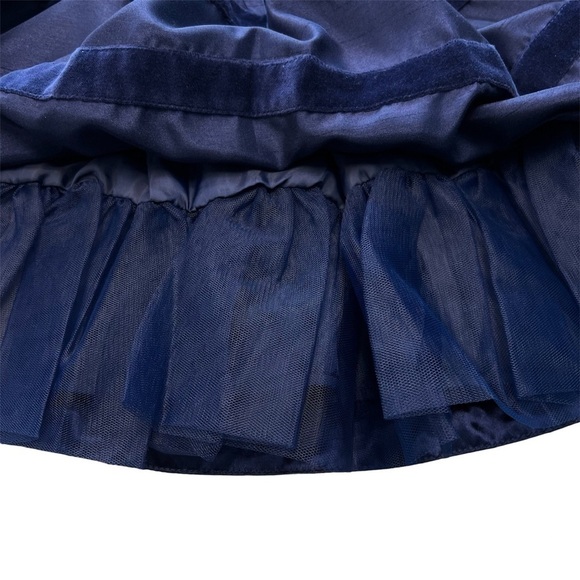 GYMBOREE Cherished Traditions Blue Holiday Velvet Bow Dress 12-18 Months - Picture 5 of 5